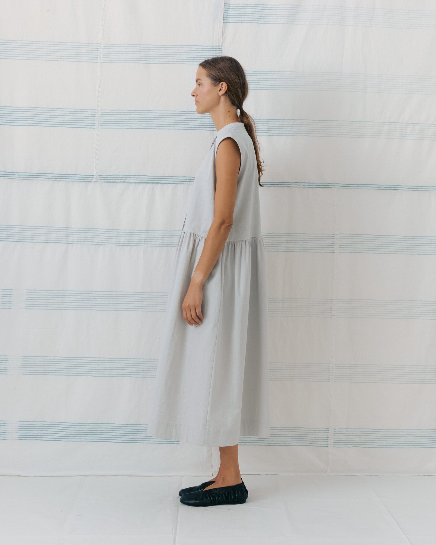 Light Grey Band Collar Dress