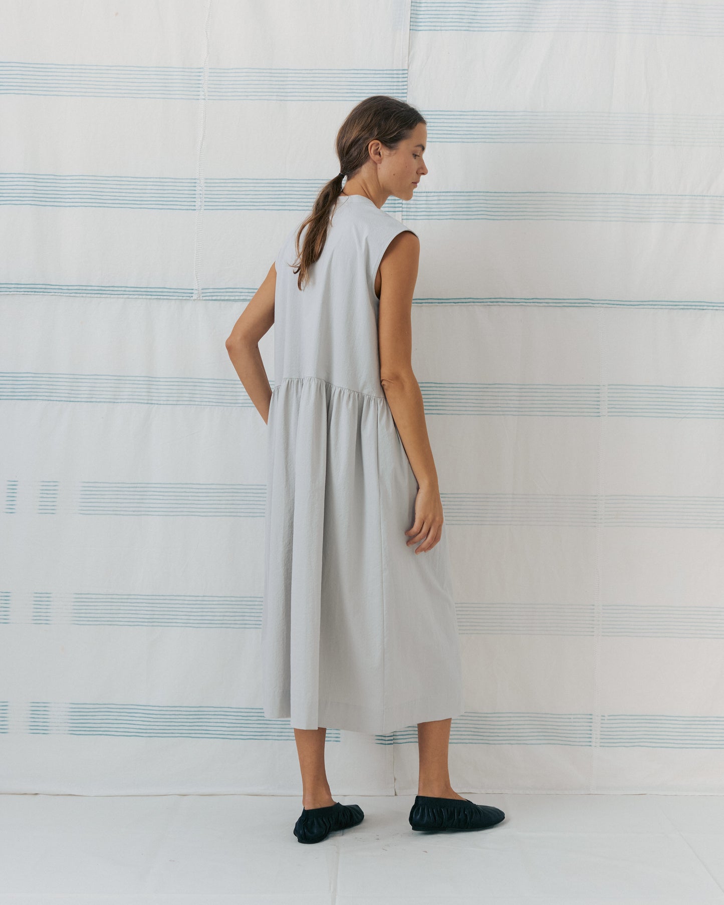 Light Grey Band Collar Dress