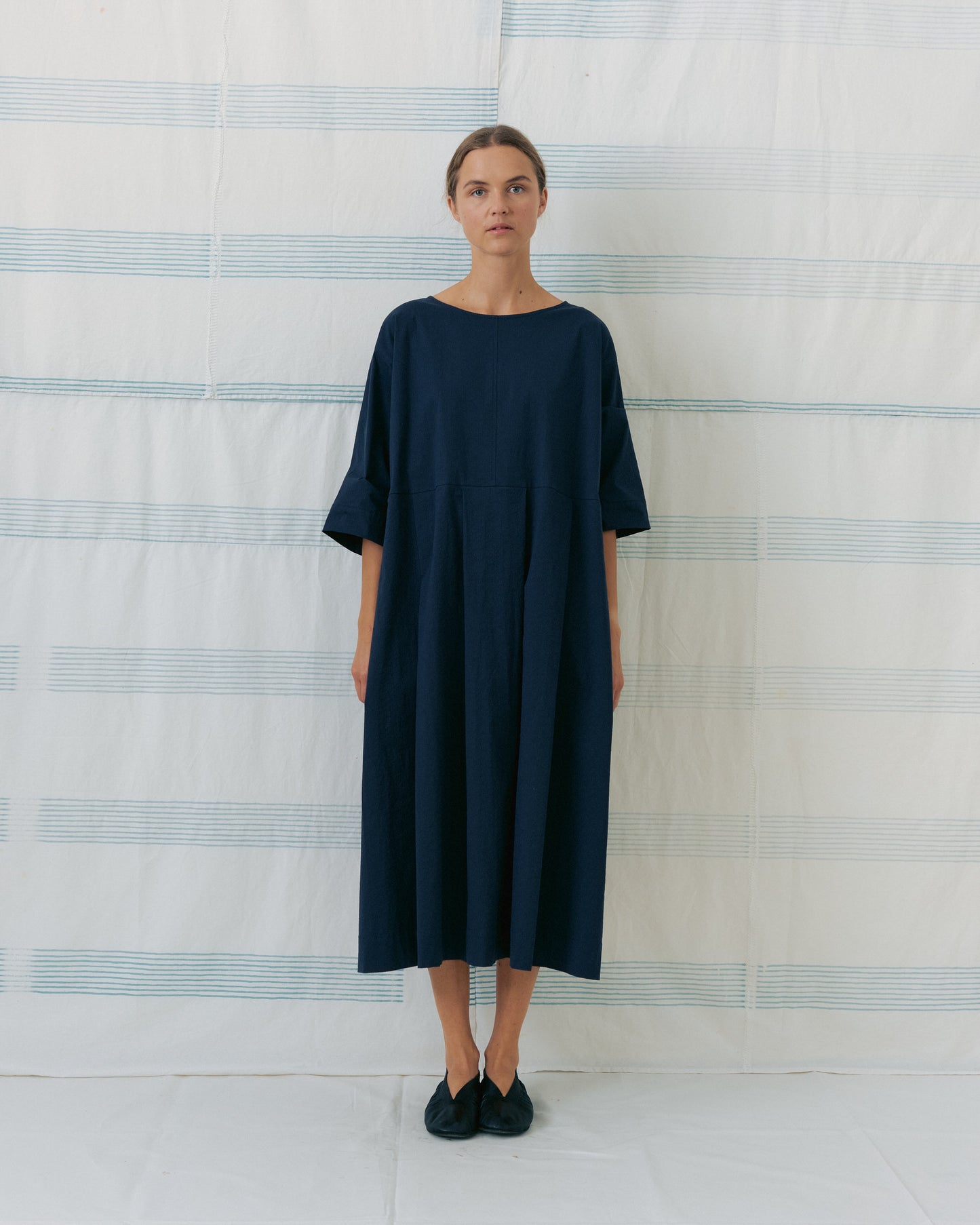 Dark Navy Pleated Dress