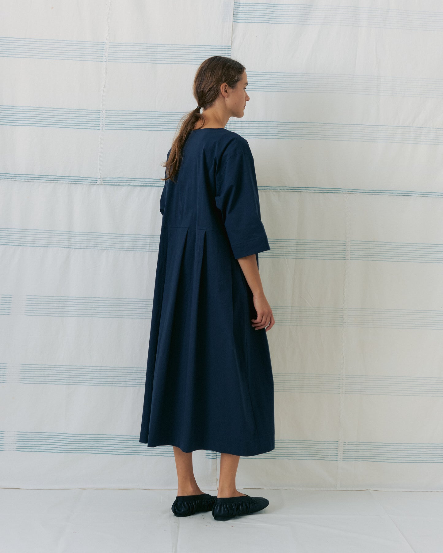 Dark Navy Pleated Dress