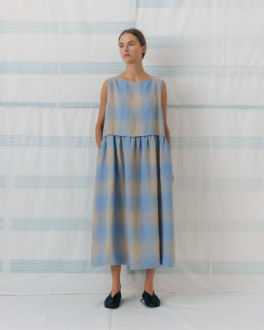 Light Blue Mixed Color Sleeveless Dress