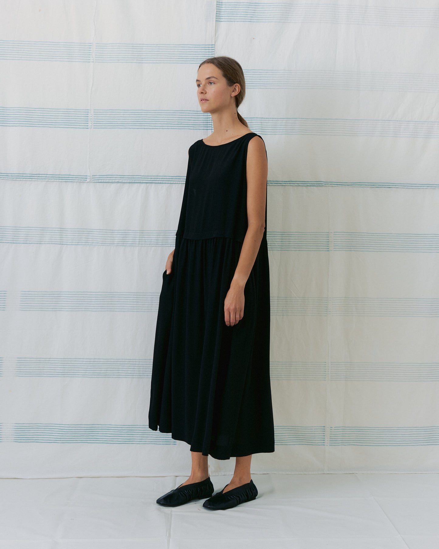 Black Silk Sleeveless Dress