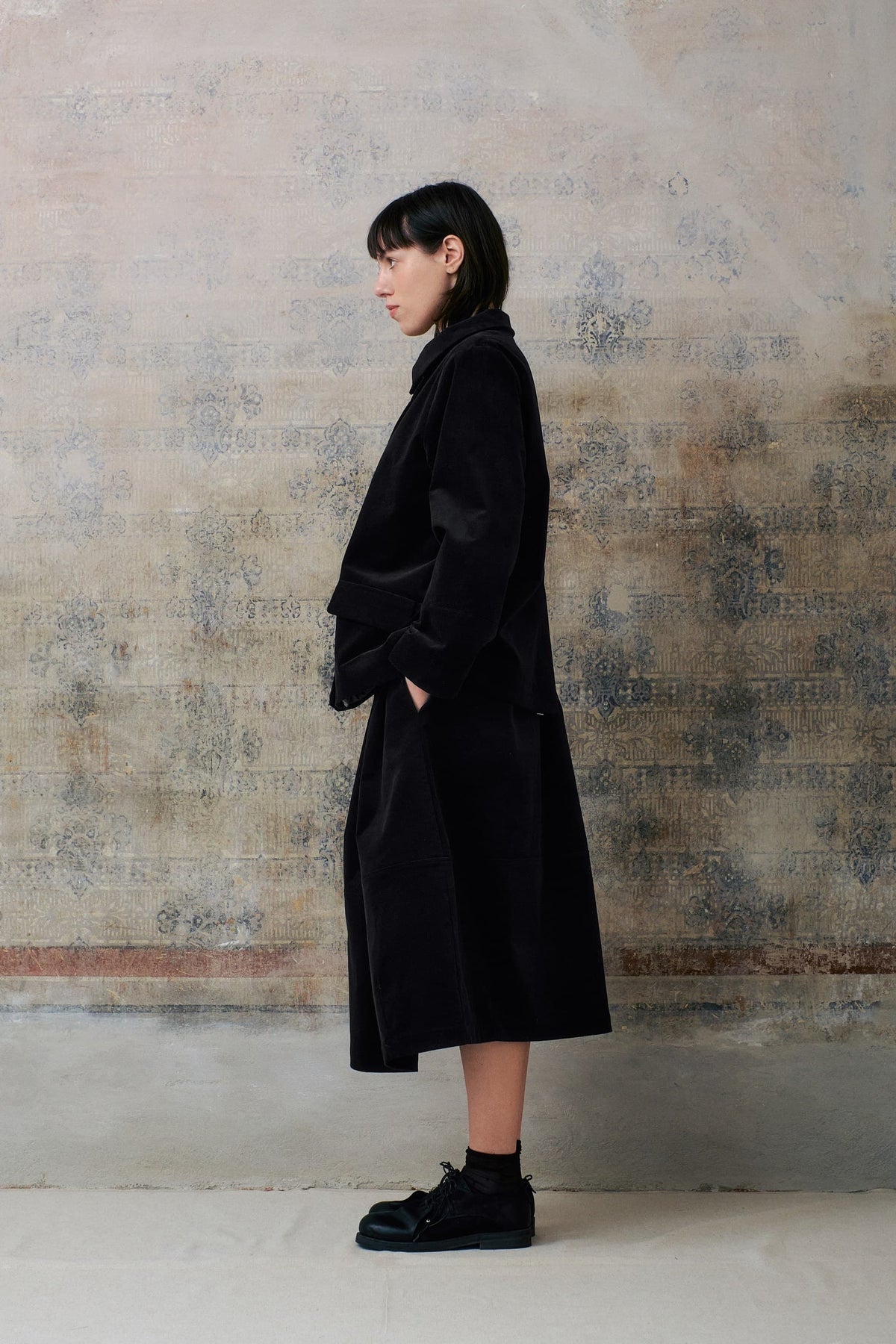 Black Velvet Hidden Buttons Jacket