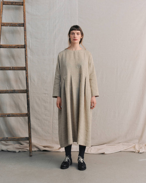 Sand Pleated Dress