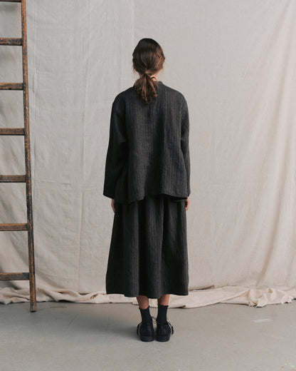 Brown Striped Side Gathers Top