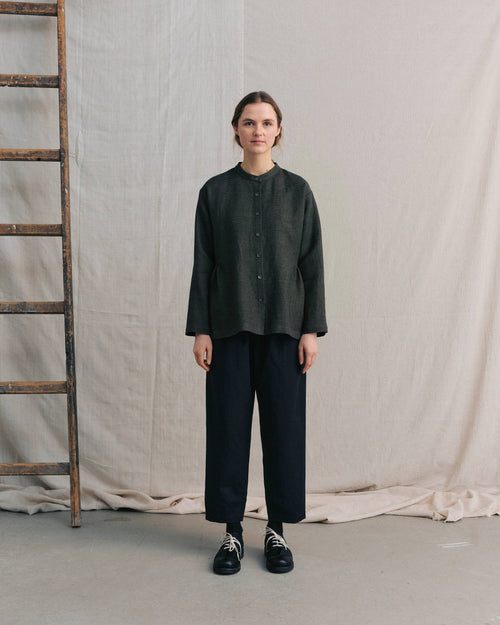 Moss Green Patterned Side Gathers Top