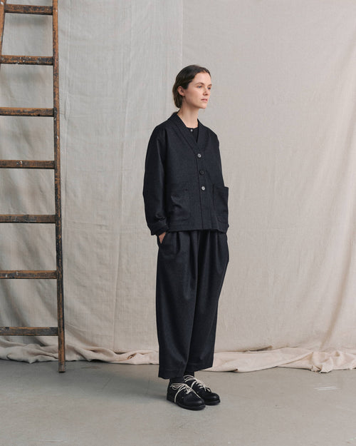 Navy Pleated Pants