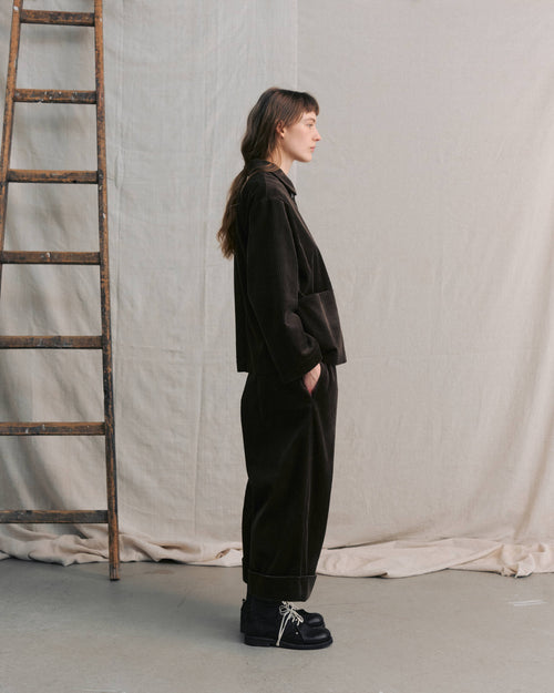 Moss Green Corduroy Cuffed Hems Pants