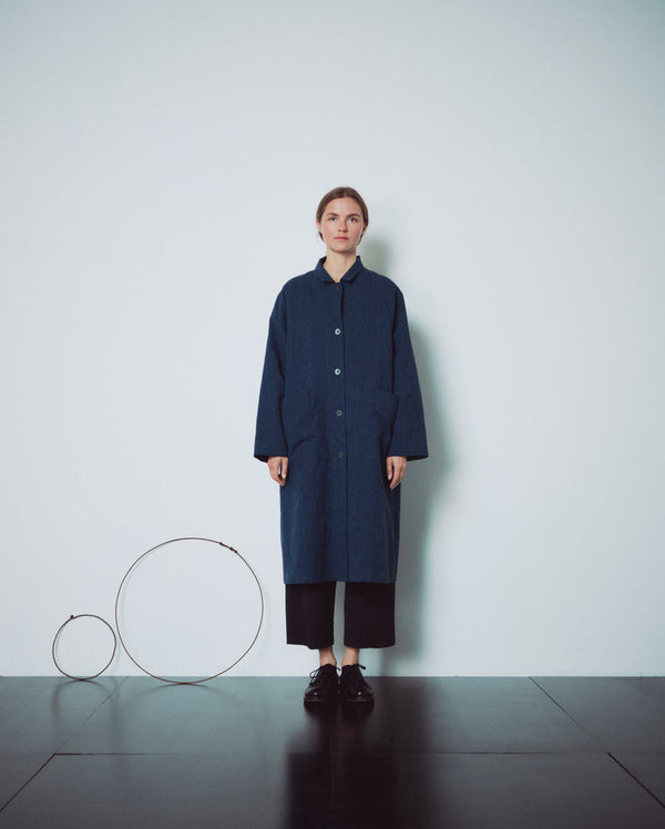 Indigo Gingham Long Jacket