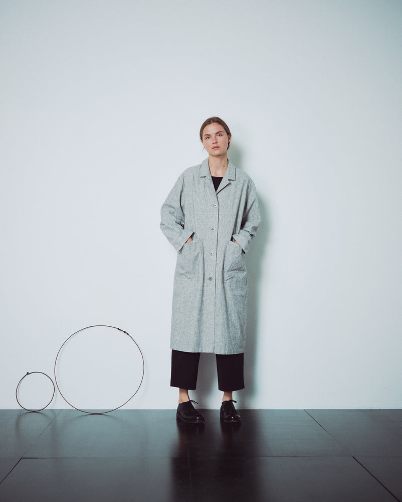 Light Grey Patterned Long Jacket