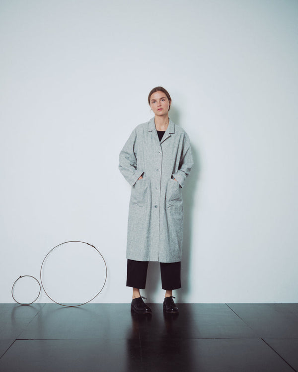 Light Grey Patterned Long Jacket