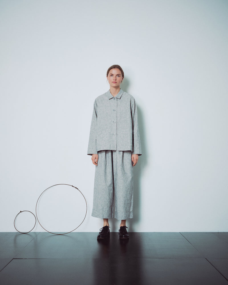 Light Grey Patterend Jacket With Pockets