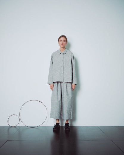 Light Grey Patterend Jacket With Pockets