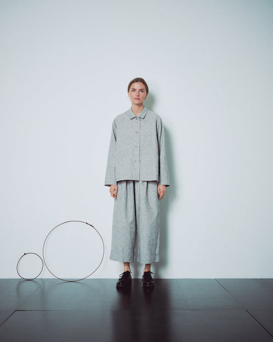 Light Grey Patterend Jacket With Pockets