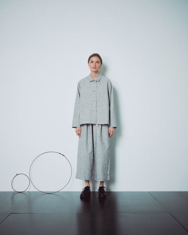 Light Grey Patterend Jacket With Pockets