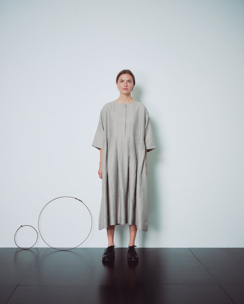 Light Grey Hidden Buttons Dress