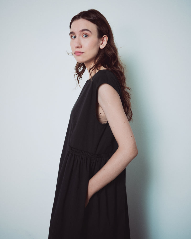 Black Side Gathers Dress