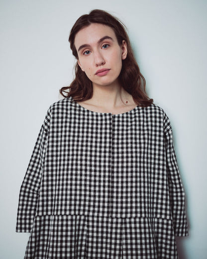 Checked Hidden Buttons Dress