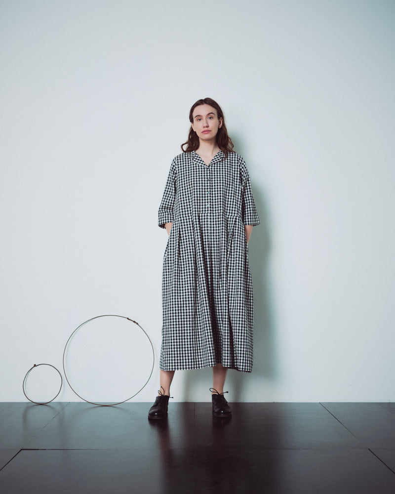 Checked V Neckline Dress