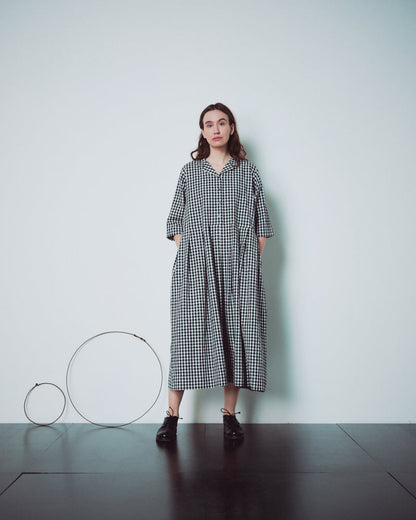 Checked V Neckline Dress