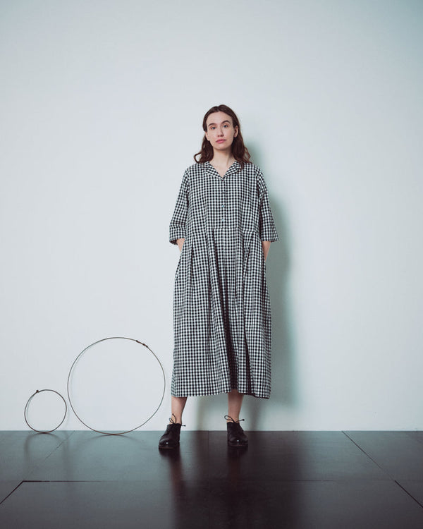 Checked V Neckline Dress