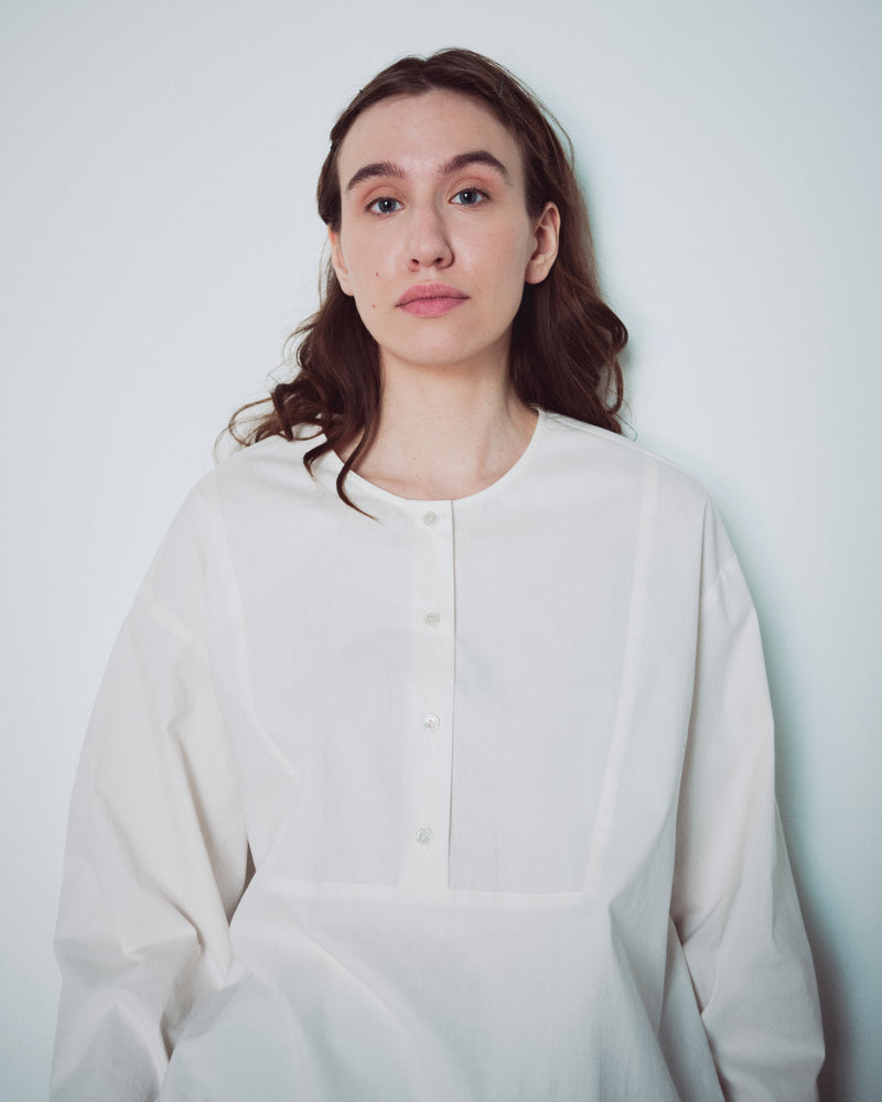 Cream White Collarless Shirts