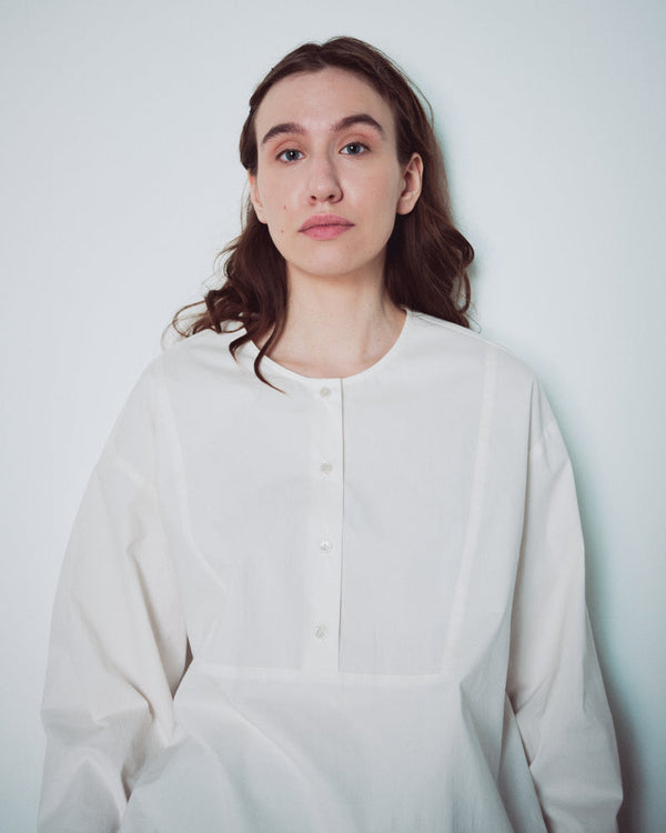 Cream White Collarless Shirts