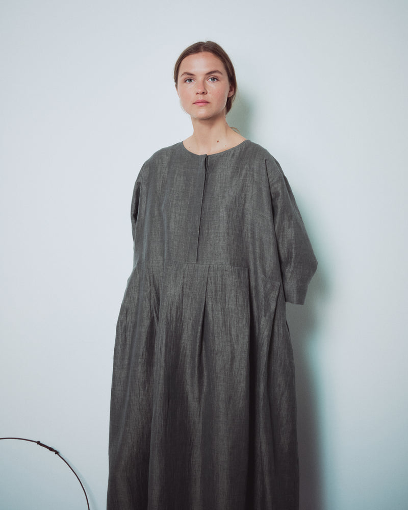 Dark Grey Hidden Buttons Dress