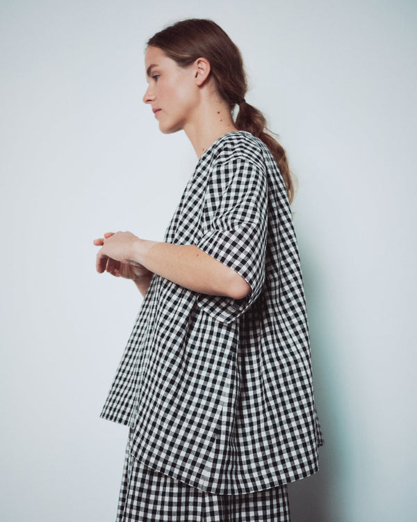 Checked Side Gathers Top