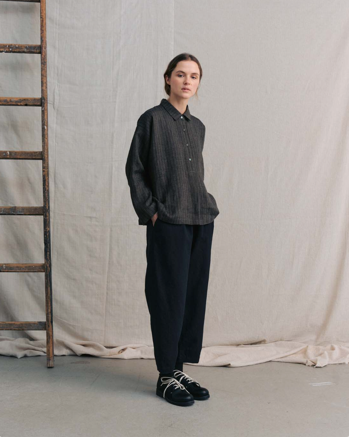 Brown Striped Collar Shirts