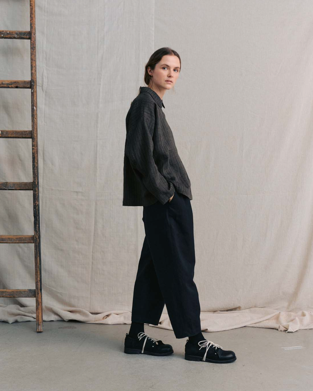 Brown Striped Collar Shirts