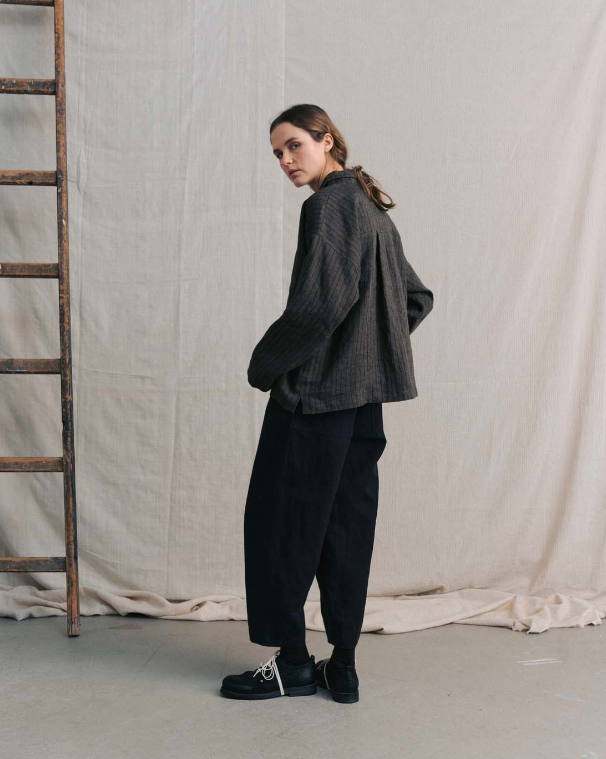 Brown Striped Collar Shirts