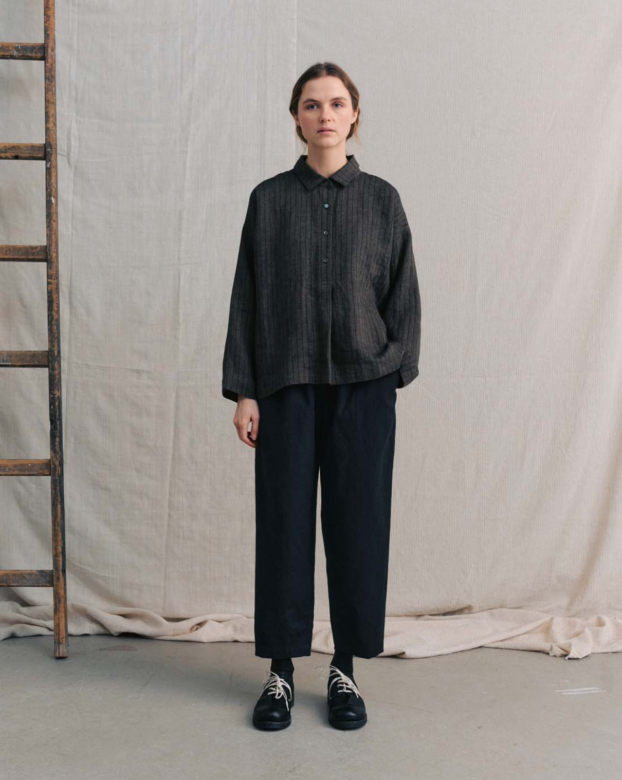 Brown Striped Collar Shirts