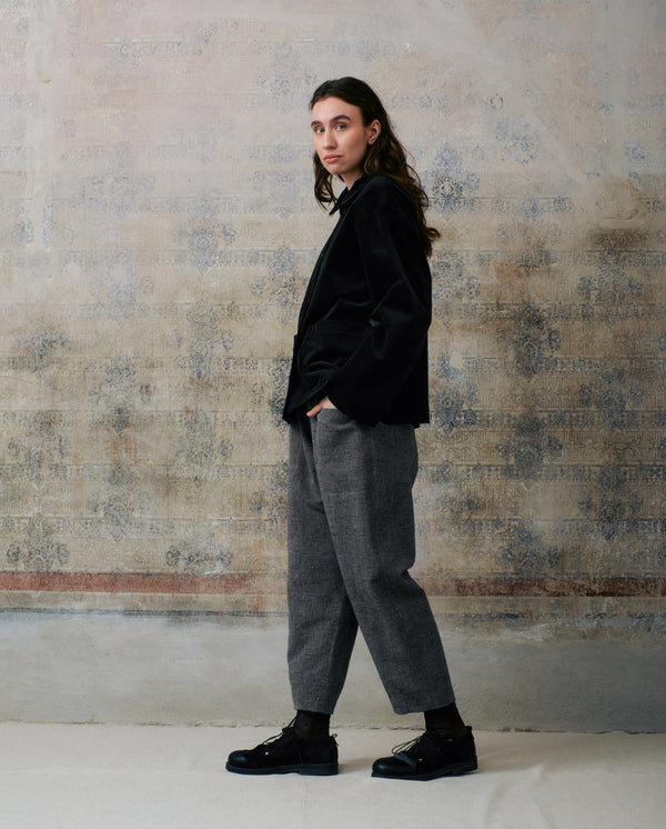 Grey Patterned Front Pocket Pants