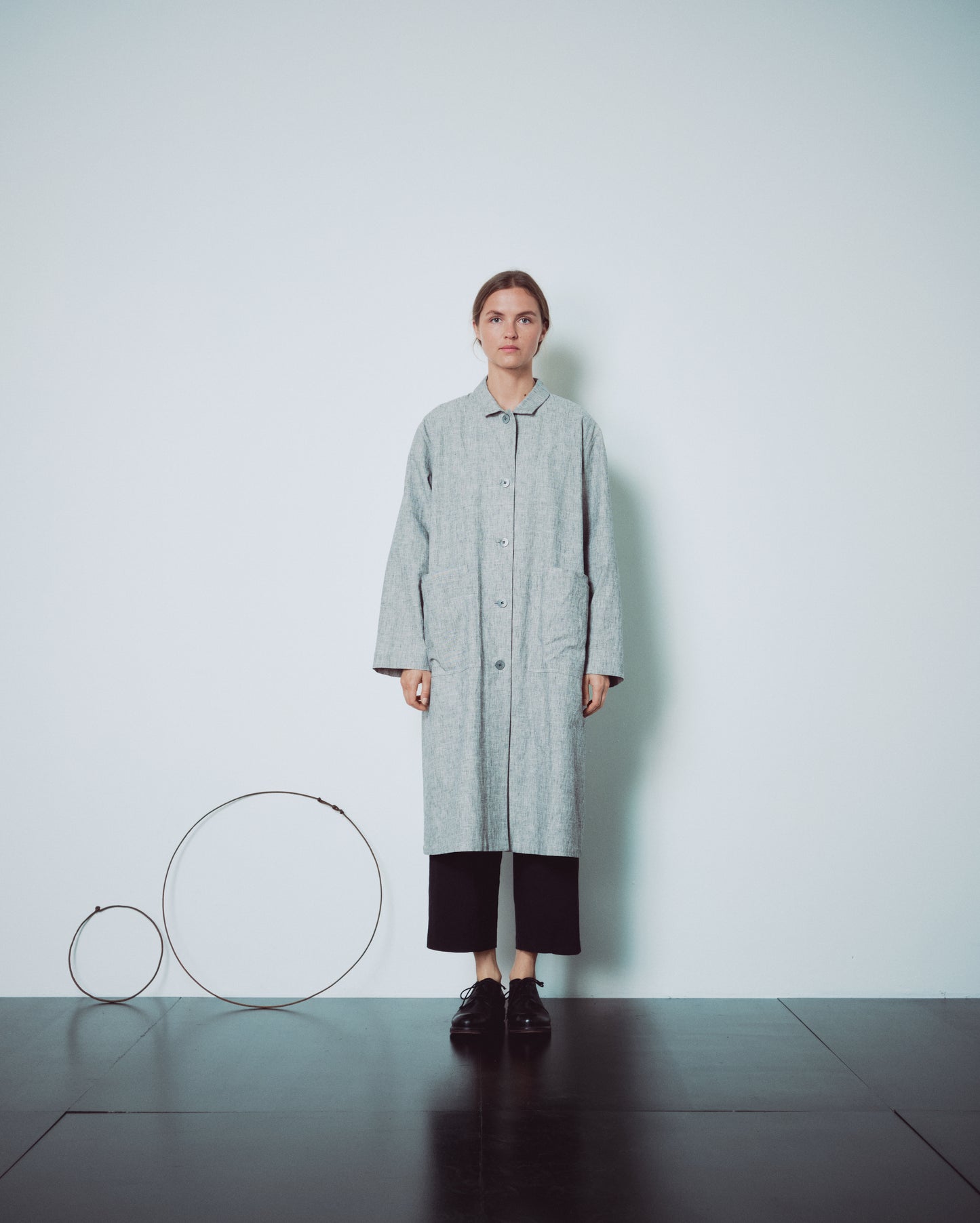 Light Grey Patterned Long Jacket