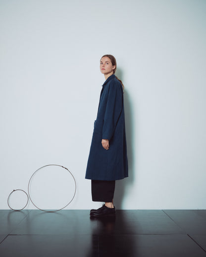 Indigo Gingham Long Jacket