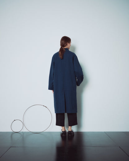 Indigo Gingham Long Jacket