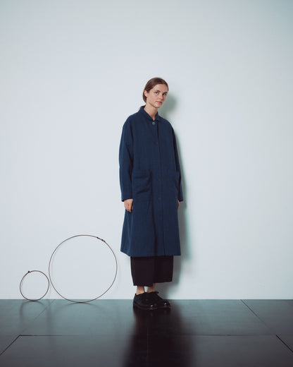 Indigo Gingham Long Jacket