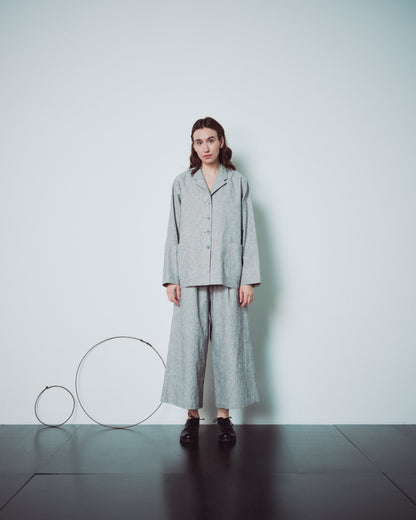Light Grey Patterned Wide Leg Pants