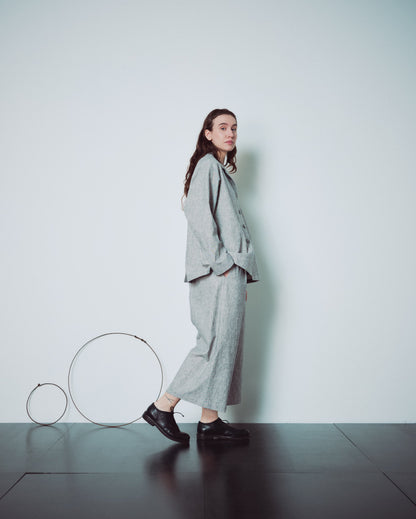 Light Grey Patterned V Neckline Jacket
