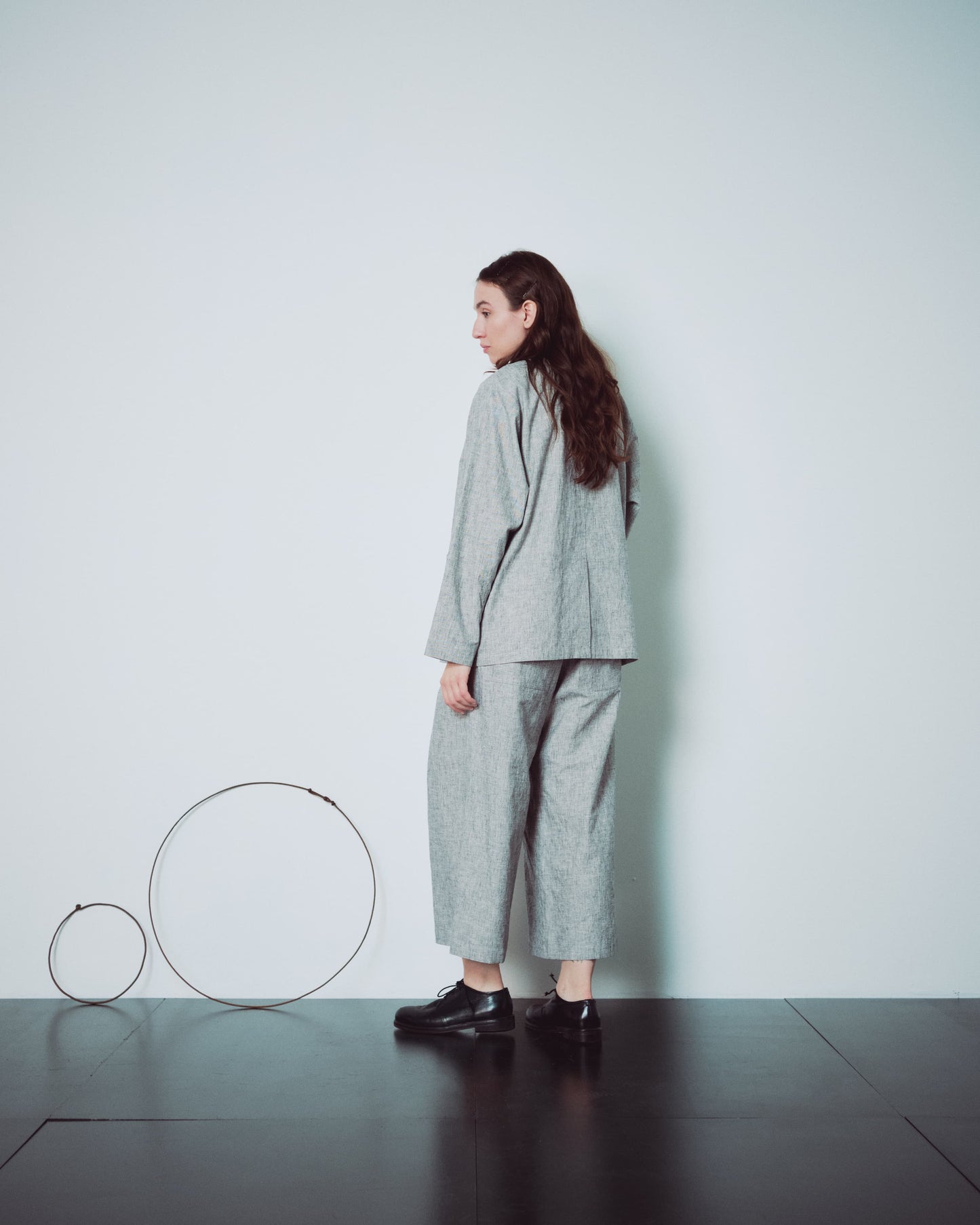 Light Grey Patterned V Neckline Jacket