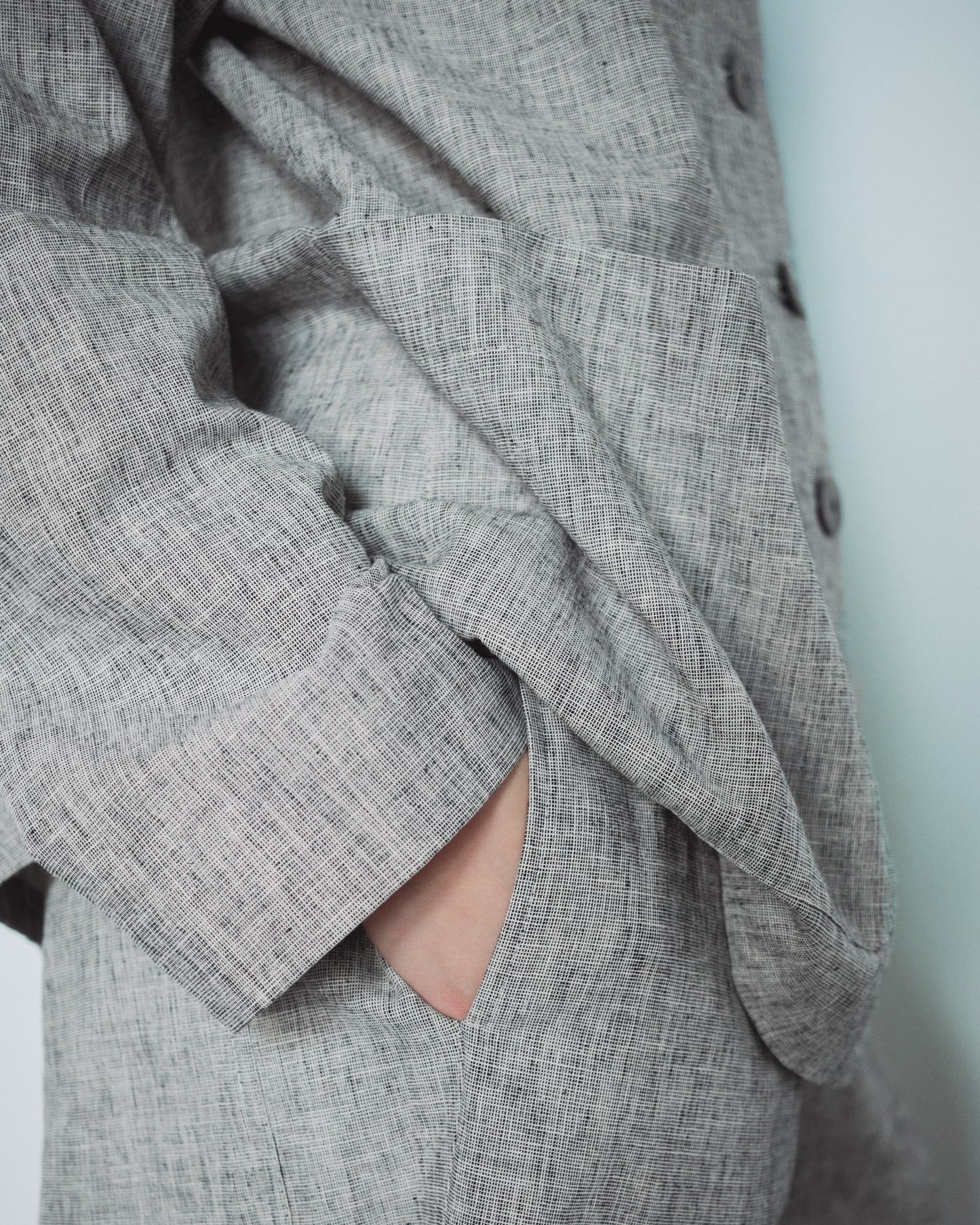 Light Grey Patterned V Neckline Jacket