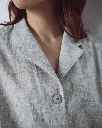 Light Grey Patterned V Neckline Jacket