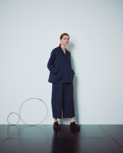 Indigo Gingham V Neckline Jacket