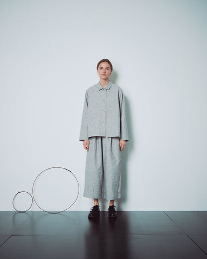 Light Grey Patterned Cuffed Hems Pants