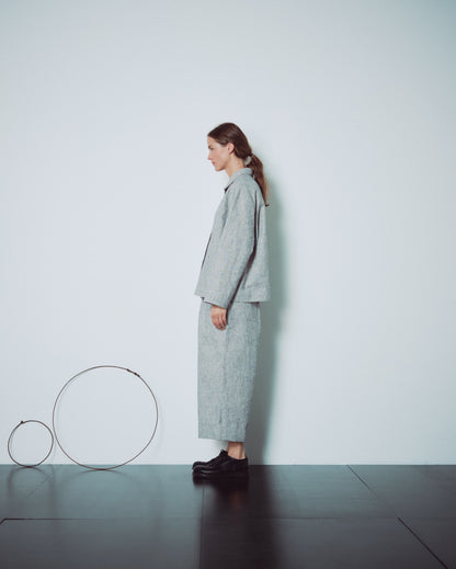 Light Grey Patterend Jacket With Pockets