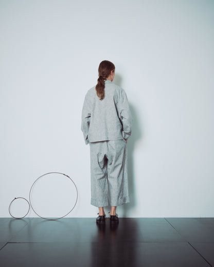 Light Grey Patterned Cuffed Hems Pants