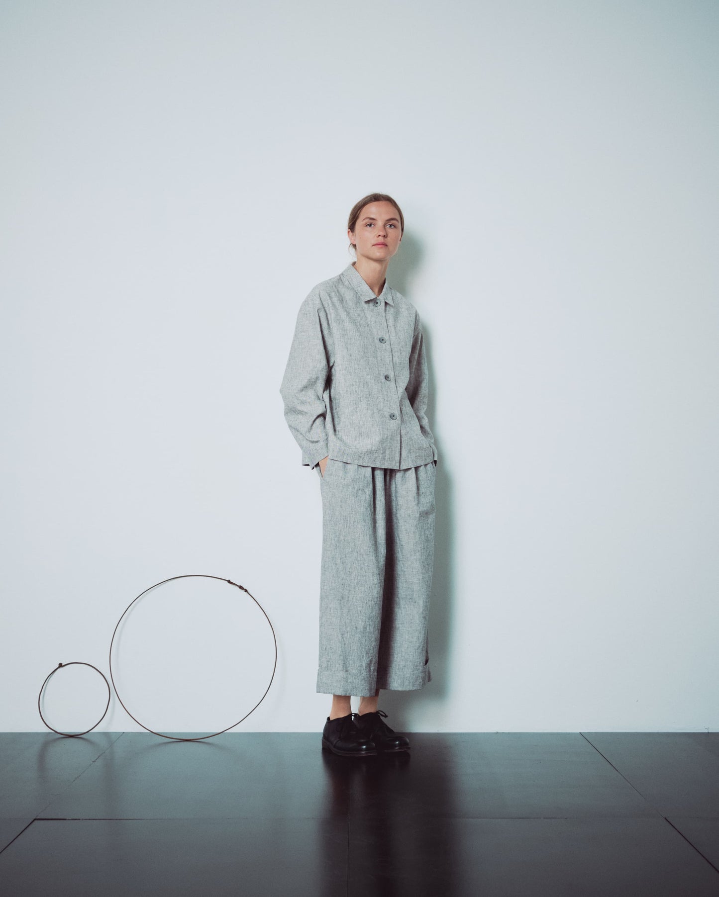 Light Grey Patterend Jacket With Pockets