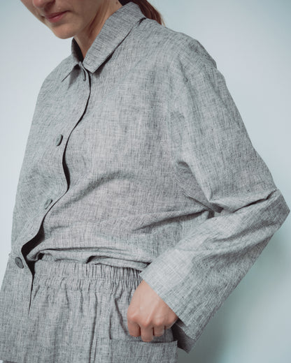 Light Grey Patterned Cuffed Hems Pants