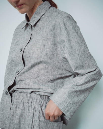 Light Grey Patterend Jacket With Pockets